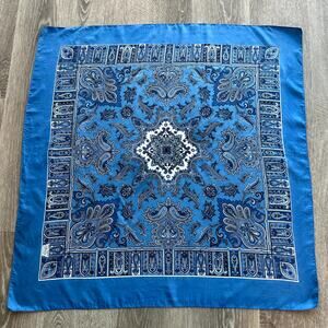 Vintage Liberty of London Silk Scarf Blue Paisley Made in England 70s 80s Square